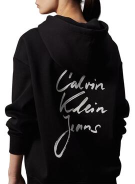 Sudadera Calvin Klein Jeans Script Schwarz für Damen
