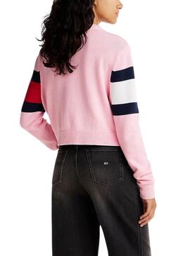 Tommy Jeans Center Flag rosa Jersey für Damen
