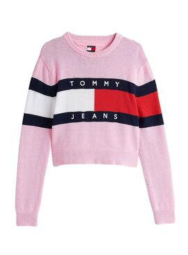 Tommy Jeans Center Flag rosa Jersey für Damen