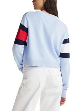 Tommy Jeans Center Flag Jersey in Blau für Damen