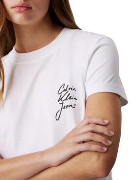 T-Shirt Calvin Klein Jeans Script weiß für Damen