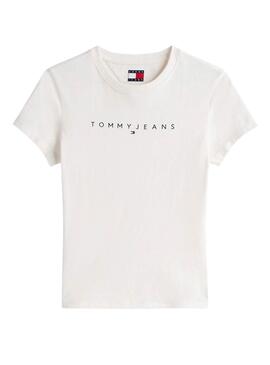 T-Shirt Tommy Jeans Slim Linear beige für Damen