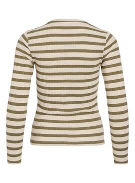 T-Shirt Vila Viamelie grün und beige für Damen.