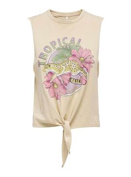 T-Shirt Only Lucy Knot Eagle Beige für Damen.