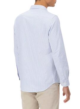 Hemd El Pulpo Oxford gestreiftes Weiß und Blau für Männer