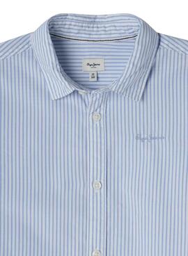 Hemd Pepe Jeans Celso in blau und weiß für Jungen