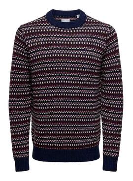 Pullover Only and Sons Musa Marine für Herren.