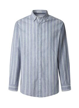 Hemd Pepe Jeans Artor Leinen Streifen blau für Herren