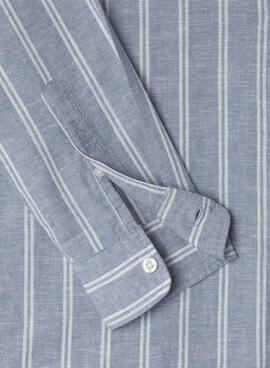 Hemd Pepe Jeans Artor Leinen Streifen blau für Herren