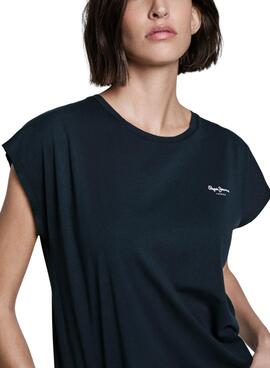 T-Shirt Pepe Jeans Blooma in Marineblau für Damen.