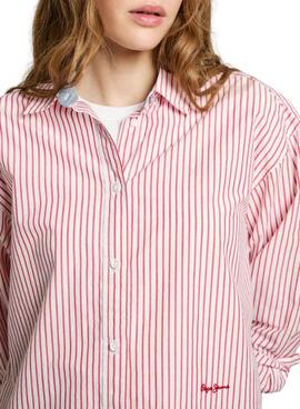 Bluse Pepe Jeans Clem rot und weiß für Damen