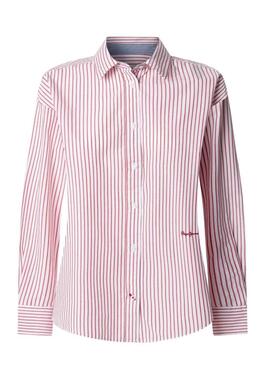 Bluse Pepe Jeans Clem rot und weiß für Damen