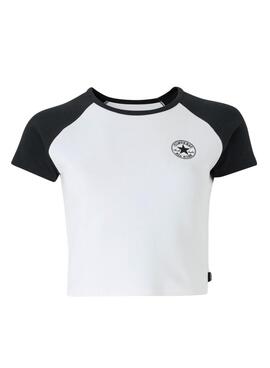 T-Shirt Converse Colorblock in Schwarz und Weiß für Frauen