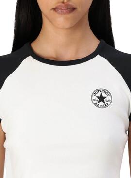 T-Shirt Converse Colorblock in Schwarz und Weiß für Frauen
