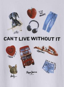 T-shirt Pepe Jeans Cyndi weiß für Mädchen