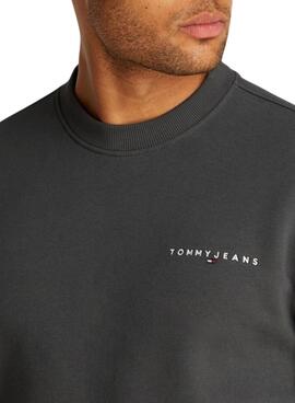 Sudadera Tommy Jeans Linear schwarz für Herren