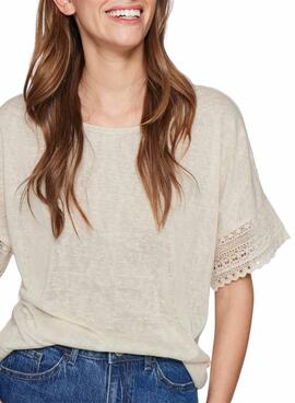 T-Shirt Vila Vinulan beige für Damen