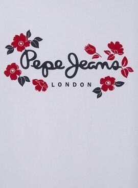 T-shirt Pepe Jeans Maisie weiß für Mädchen.