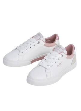 Turnschuhe Pepe Jeans Kenton weiß und rosa Mädchen