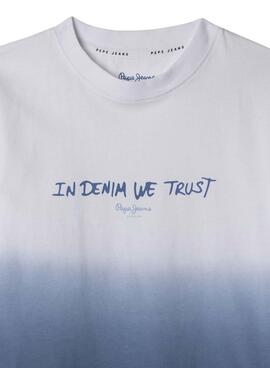 T-shirt Pepe Jeans Carter weiß und blau für Jungen.