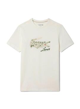 Lacoste Tennis T-Shirt mit Rene Lacoste Beige-Print für Herren