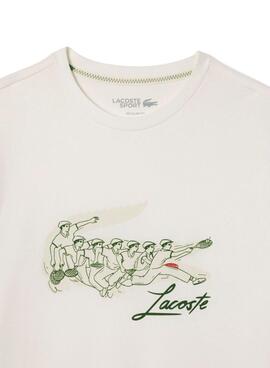 Lacoste Tennis T-Shirt mit Rene Lacoste Beige-Print für Herren