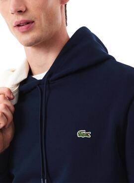 Lacoste Kapuzenpullover aus marineblauem Frottee für Herren.