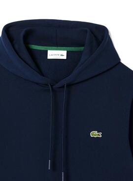 Lacoste Kapuzenpullover aus marineblauem Frottee für Herren.