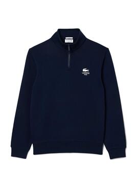 Lacoste Sweatshirt mit hohem Kragen und Reißverschluss in Marineblau für Herren und Damen.
