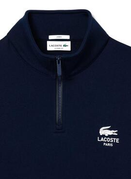 Lacoste Sweatshirt mit hohem Kragen und Reißverschluss in Marineblau für Herren und Damen.