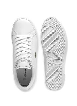 Sneaker Lacoste Powercourt aus weißem Leder für Damen.