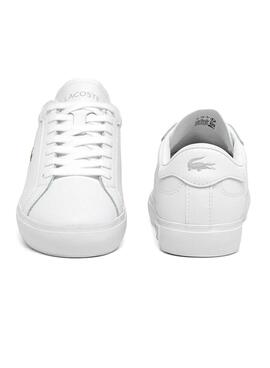 Sneaker Lacoste Powercourt aus weißem Leder für Damen.