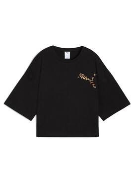 T-Shirt Puma Leo Luxe Schwarz für Damen.