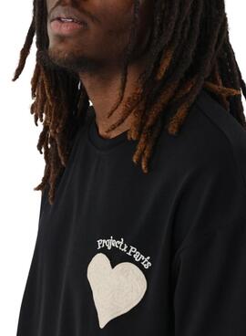 Schwarzes Project X Paris Coeur T-Shirt für Herren.