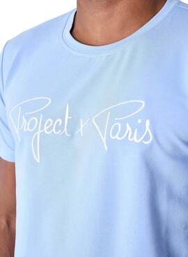 T-shirt Project X Paris Stickerei blau für Herren