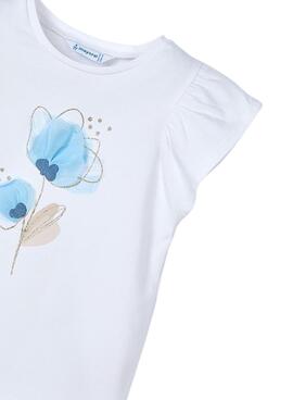 T-shirt Mayoral Blume Relief Weiß für Mädchen.