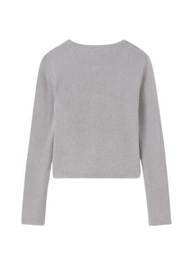 Mayoral Strickjacke mit Rippstrick in Silber für Mädchen