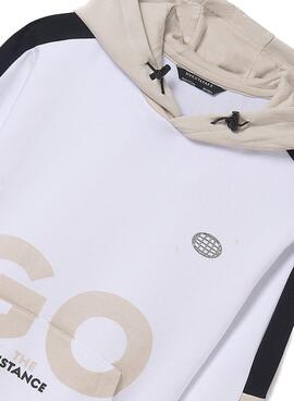 Sweatshirt Mayoral mit Kapuze und Kontrasten in Weiß für Jungen
