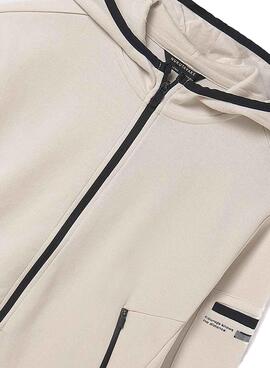 Kapuzenpullover Mayoral mit Reißverschluss und Kontrasten in Beige für Jungen.