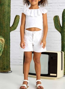 Kurze Hose Mayoral aus weißem Twill für Mädchen