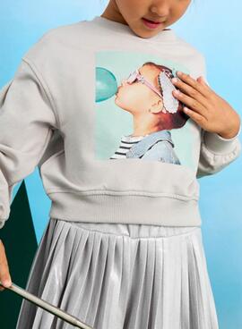 Kapuzenpullover von Mayoral in Grau mit Falte für Mädchen.