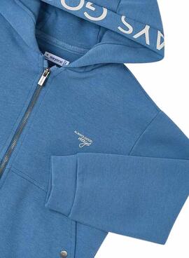 Sweatshirt Mayoral mit blauer Kapuze und Schriftzug für Jungen