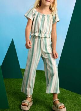 Set Mayoral Hose und T-Shirt gestreift grün