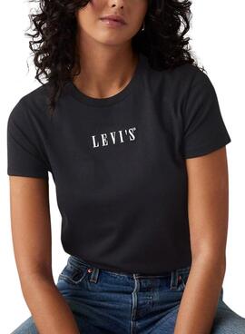 T-shirt Levi's The Perfect Tee Serif schwarz für Damen