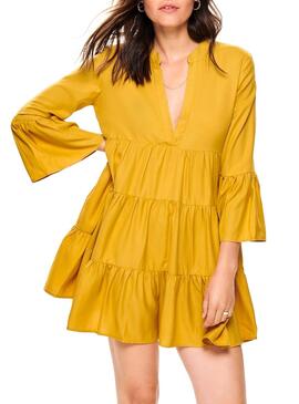 Kleid Only Athena Rüschen Senf Für Damen