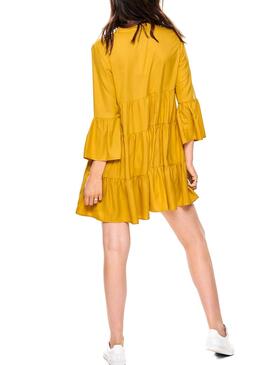 Kleid Only Athena Rüschen Senf Für Damen
