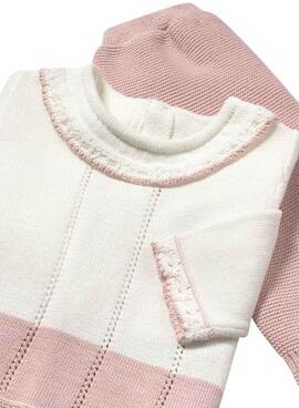Schlafanzug Mayoral rosa Strickstrumpfhose für Babys.