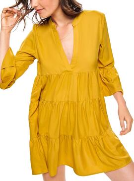 Kleid Only Athena Rüschen Senf Für Damen