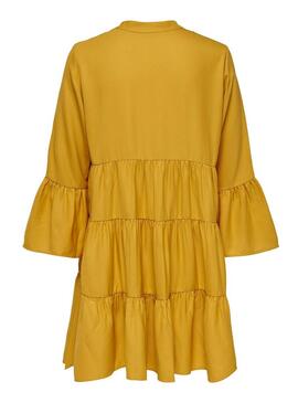 Kleid Only Athena Rüschen Senf Für Damen