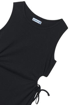 Midi-Kleid von Mayoral in Schwarz mit Rippstrick für Mädchen.